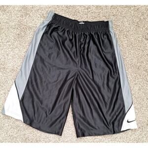Nike Basketball Shorts Mens Large Black/Gray/White Performance Embroidered Logo